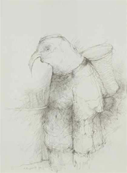 Two Works: Personnage aux couteaux; Homme oiseau by Denis Pouppeville