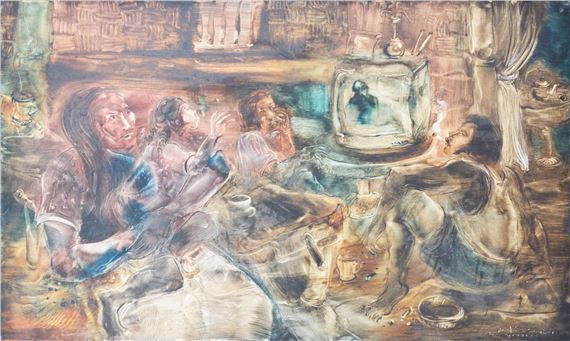 Nonton Televisi ( Watching Television ) by Putu Wirantawan, 2001