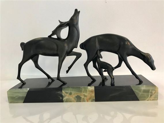 Michel Decoux Couple De Cerf Et Biche Et Leur Petit Mutualart