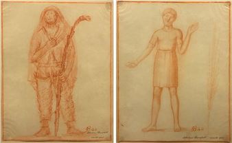 Two works: Coppia di disegni (Santo e pastore) - Adriano Benedetti