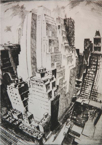 ''39th St. & 6th Ave., N.Y.C.'' by Gottlob L. Briem, 1930