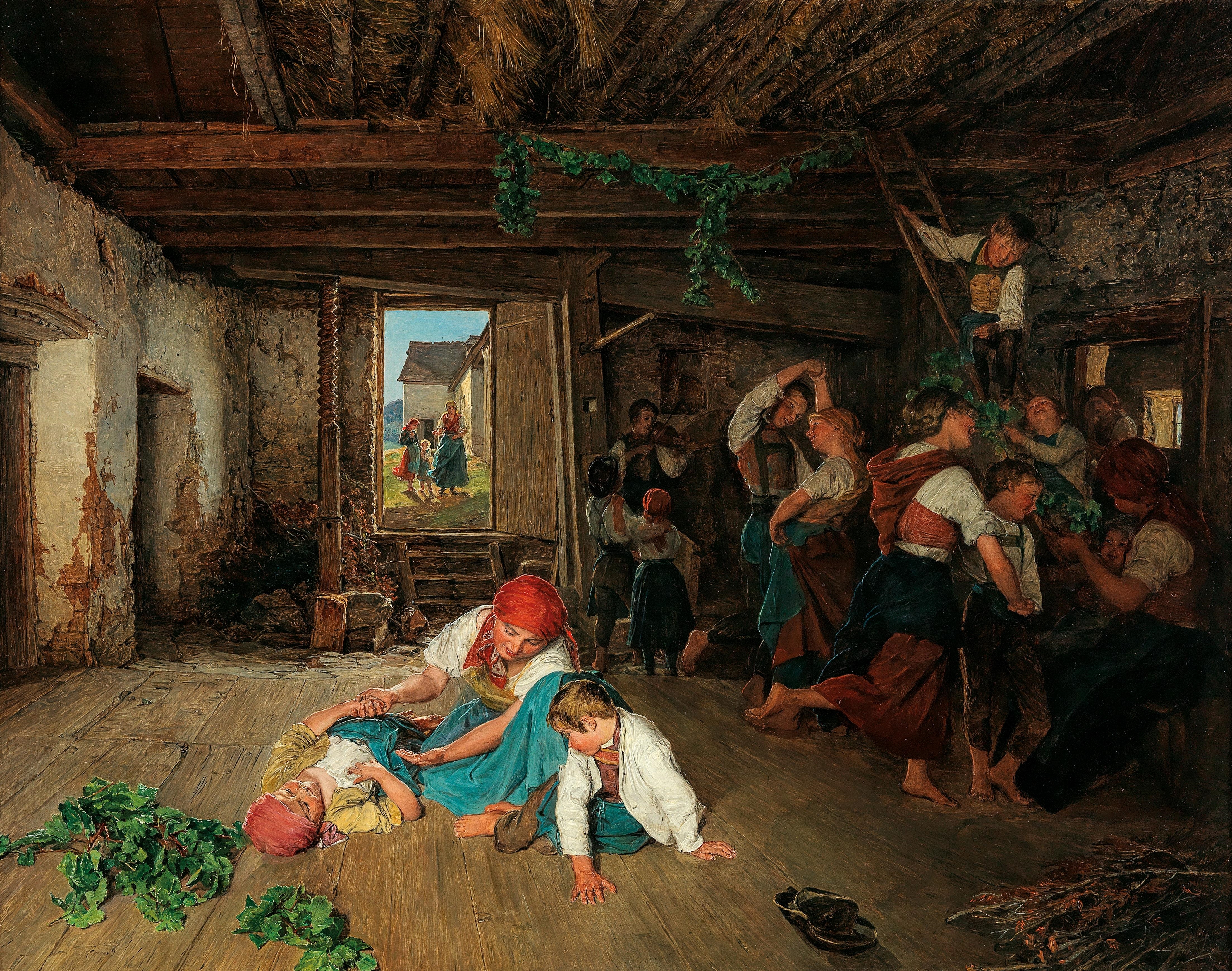Artwork by Ferdinand Georg Waldmüller, Preparing the Celebration of the Wine Harvest, Made of oil on panel