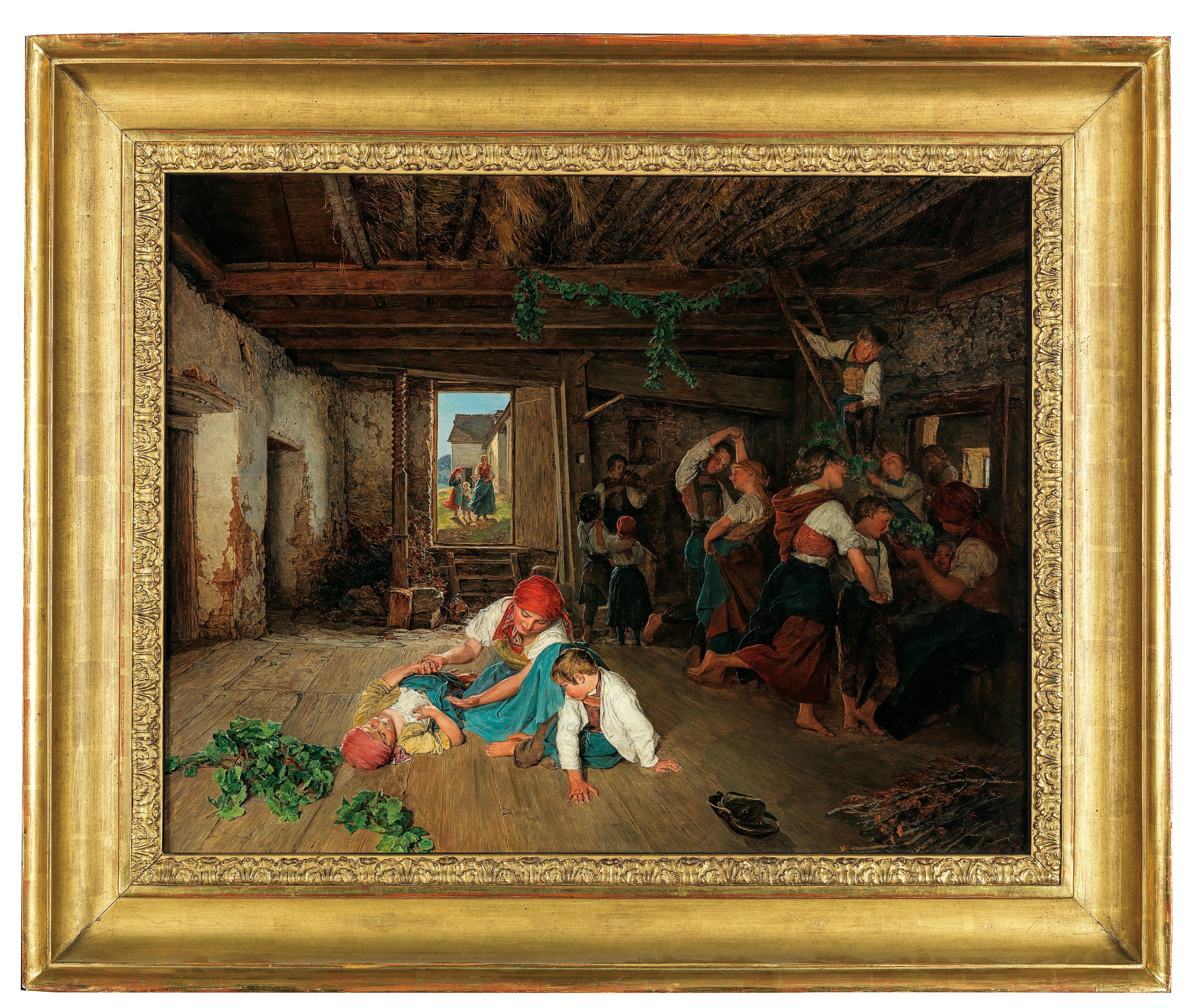 Artwork by Ferdinand Georg Waldmüller, Preparing the Celebration of the Wine Harvest, Made of oil on panel