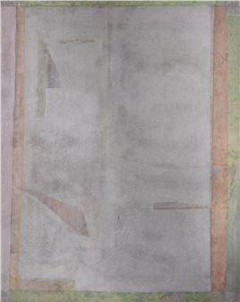 Composition in grey and parma on a green background - Michel Duport