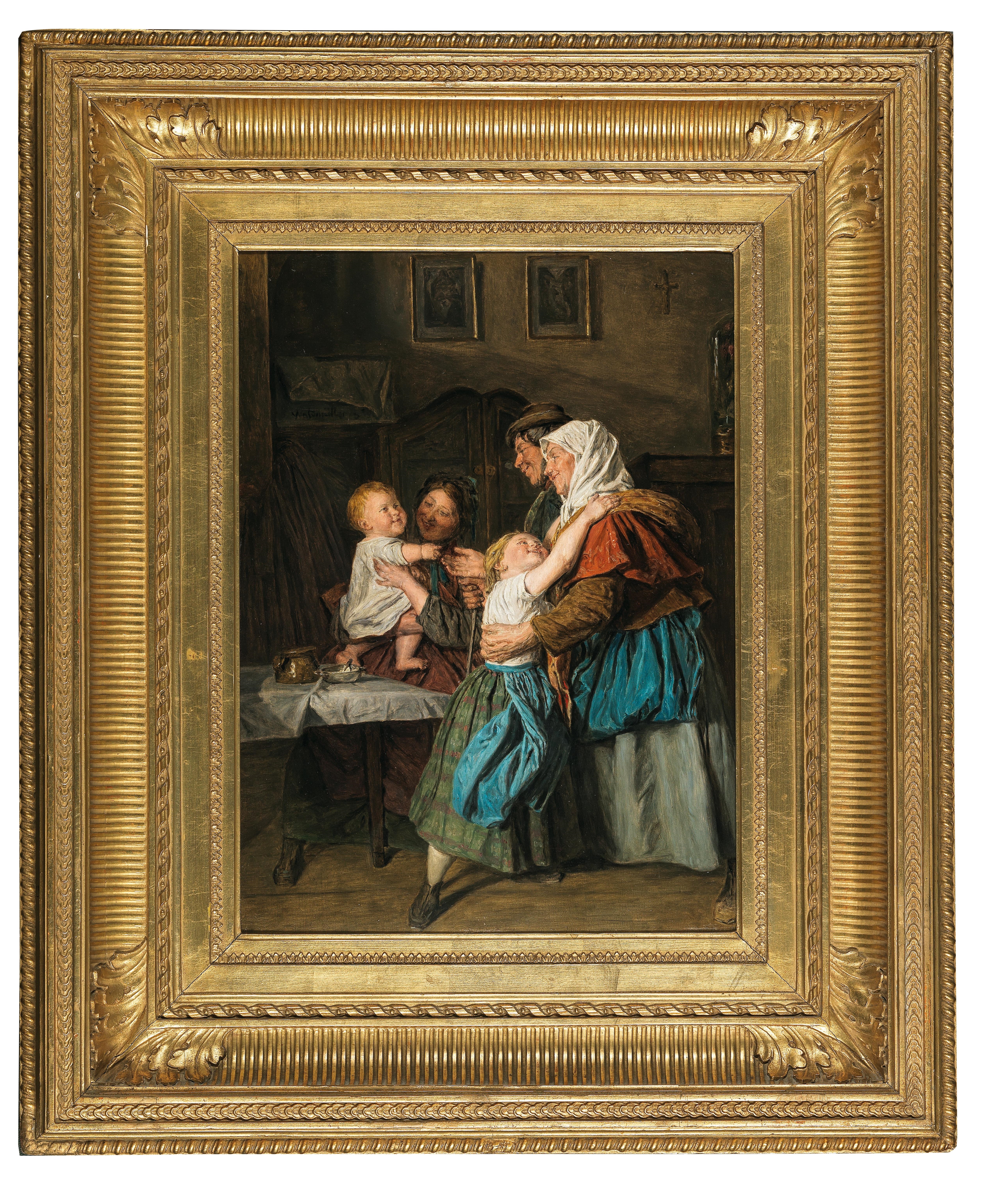 Artwork by Ferdinand Georg Waldmüller, The Grandparents’ Visit, Made of oil on panel