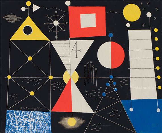 Night Ships by Bertram Charles Binning, dated 1950