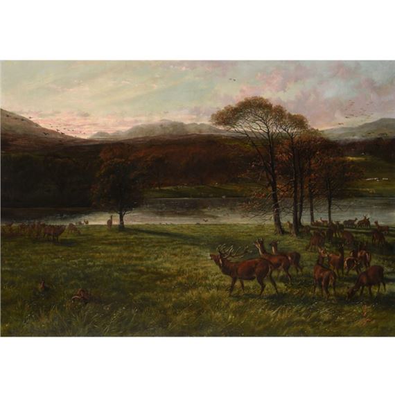 Le parc des cerfs, à Vaynol Park, Pays de Galles by George Earl, 1882