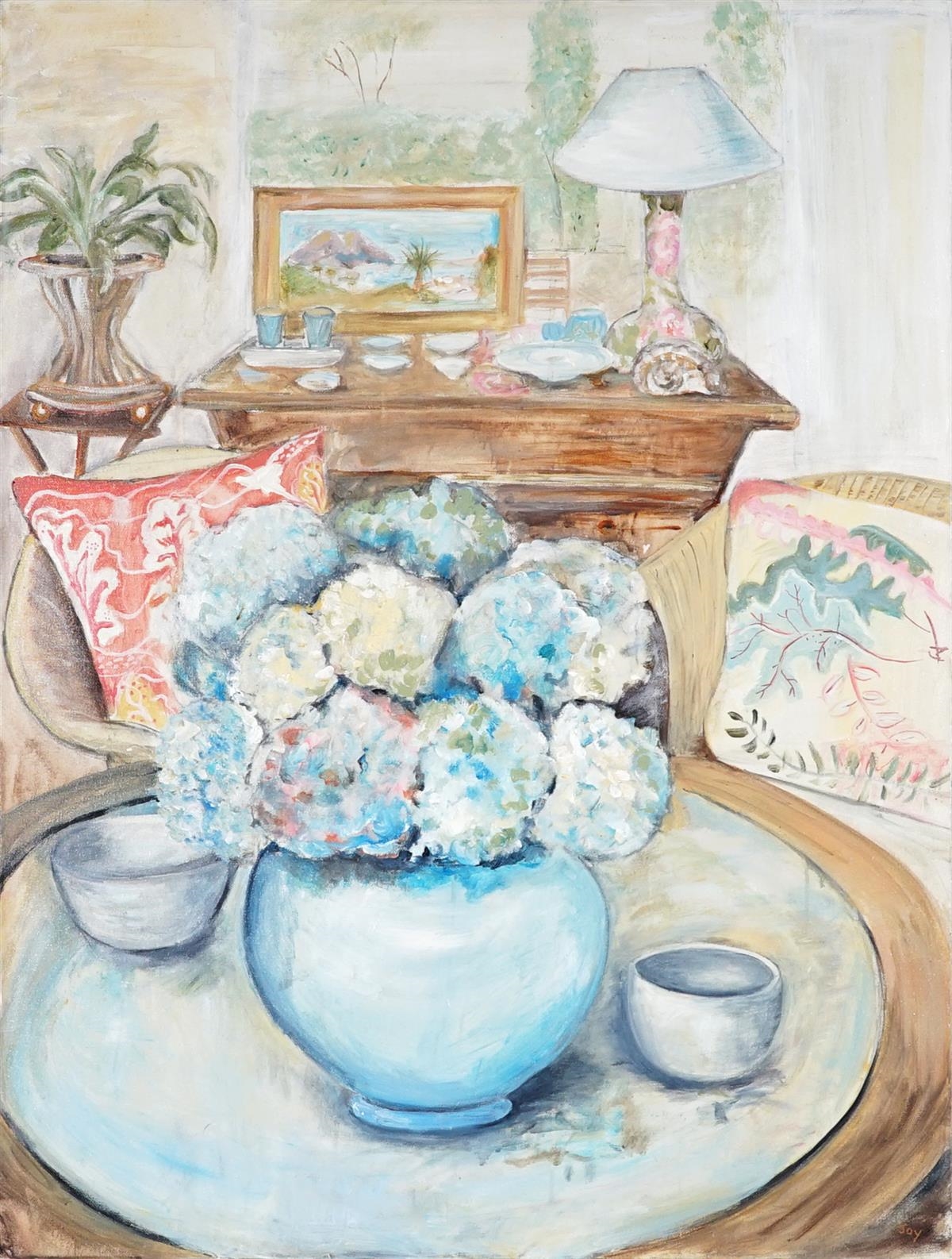 Artwork by Joy Lieber, Hydrangeas, Made of acrylic on canvas