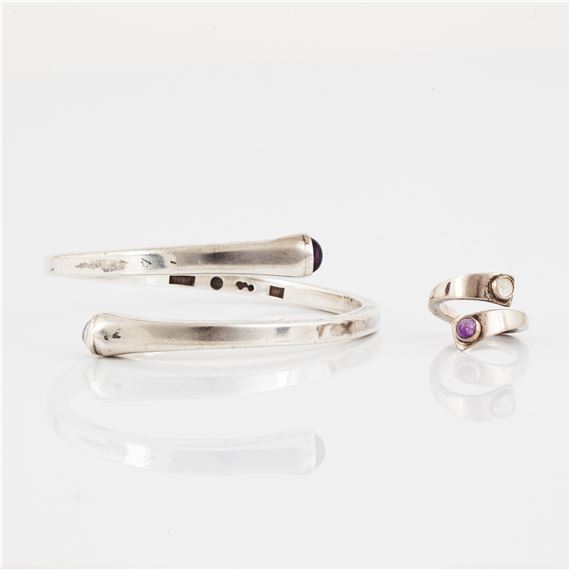 silver bangle and ring by Sven Erik Högberg, 1955