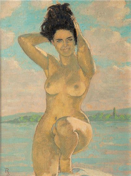 Nude in front of the sea by Philippe Rouart
