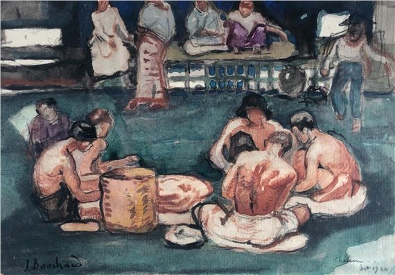 Chinese merchants in Cholon by Jean Bouchaud, 1920
