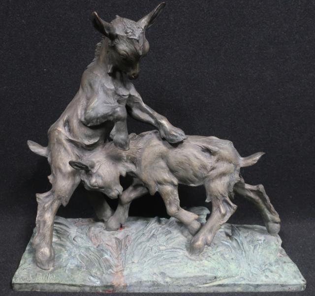 Artwork by Charles Paillet, COMBAT DE BOUQUETINS, Made of Patinated bronze
