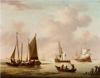 Two Maritime Scenes with Dutch Ships - Willem Kett