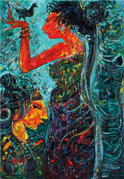 Women with bird by Suwaji, 2014