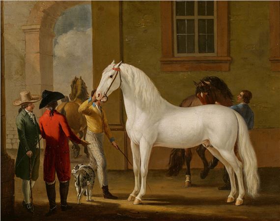 Grey Stallion, Kept by the Groom. by Johann Georg Pforr, 1790