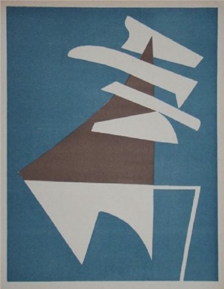 Composition on a blue background by Alberto Magnelli, 1952