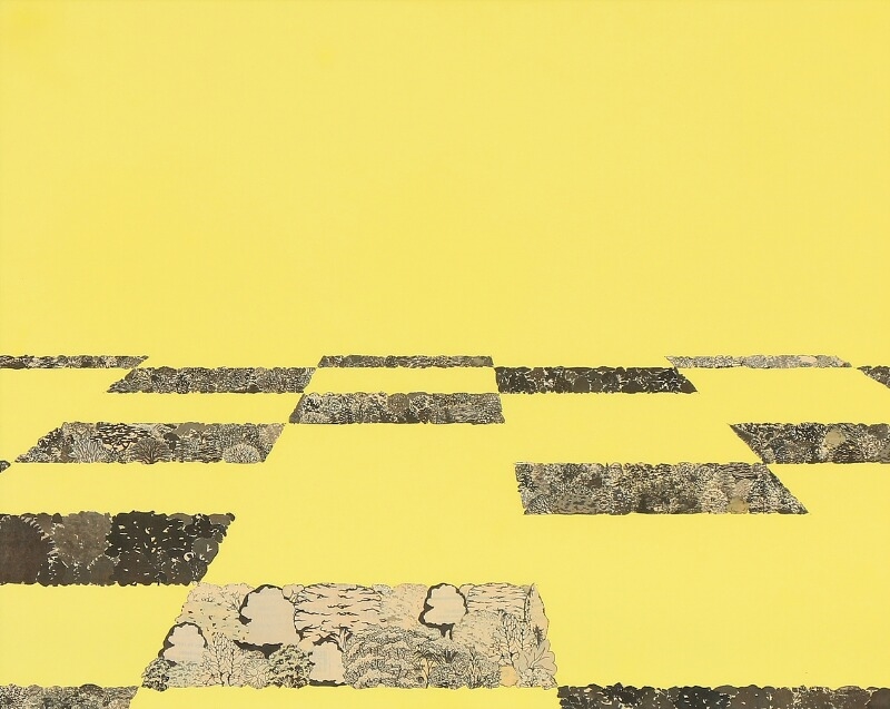 Artwork by Tommy Støckel, “Landscapes (Trees)” and “Space”, Made of Collage on paper