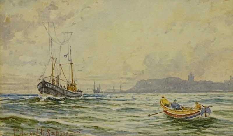 Edward H. Simpson  2 Works: Scarborough Coastal Scenes with Waves