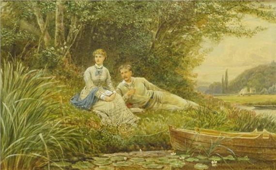 Figure on the river bank by Ebenezer Wake Cook, 1878