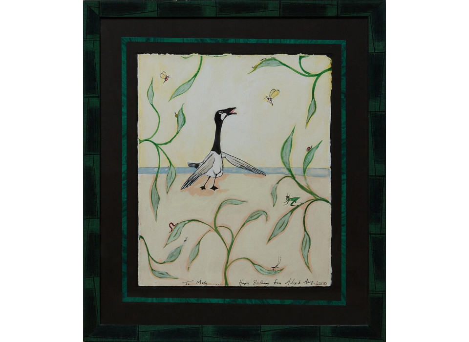 Artwork by Alex Beard, Bird and Insects, Made of ink and gouache on paper