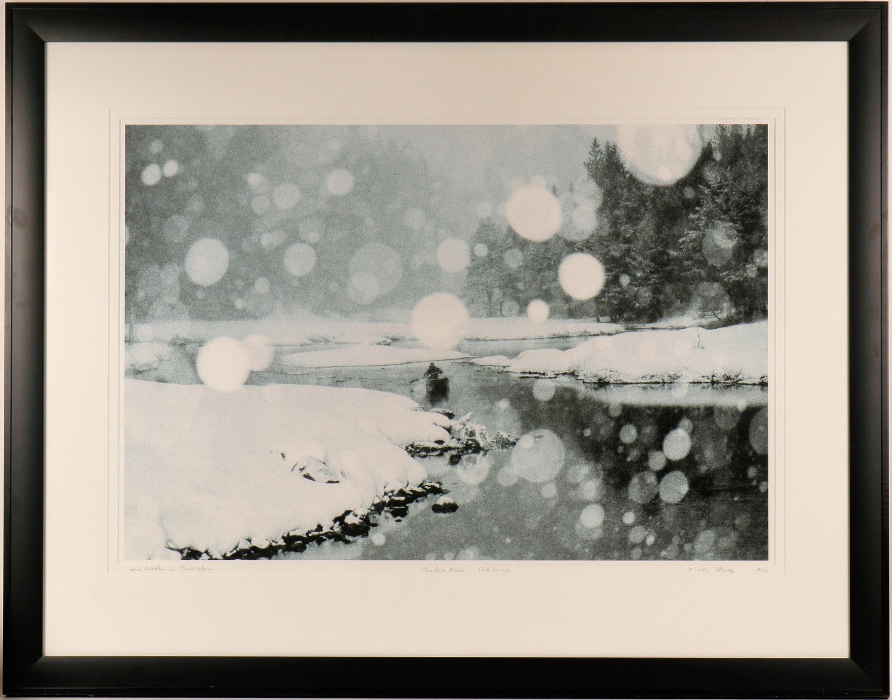 Artwork by Keoki Flagg, Lone Paddler in Snow Storm, Made of photo print (Fuji Crystal Archive Pearl)