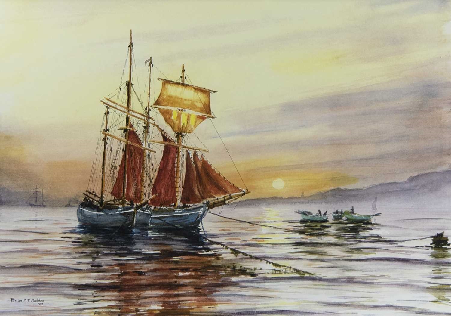 Artwork by Brian M. R. Madden, BOATS OFFSHORE, Made of colour print