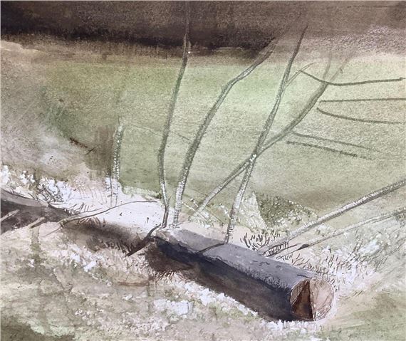 Water scene with a floating log - Sebastian Upson