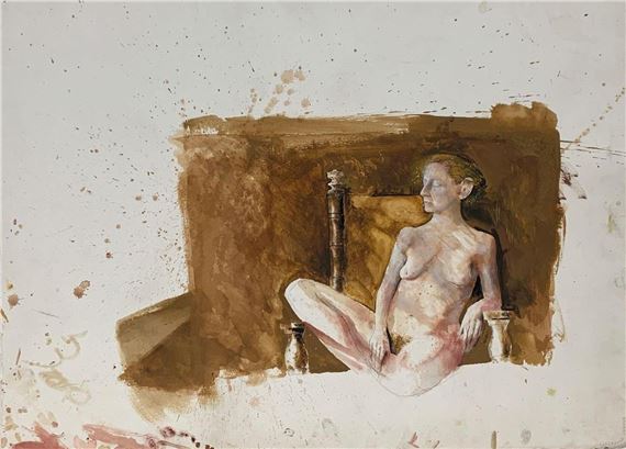 Figural sitting nude by Sebastian Upson