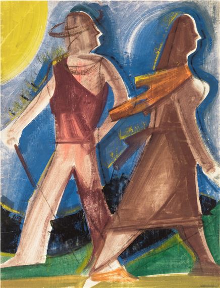 Mann und Frau im Vorübergehen by Hermann Glöckner, 1949