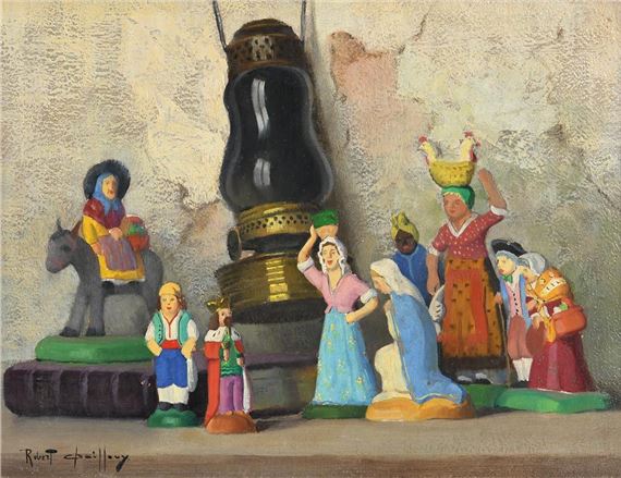 Still Life with Lamp and Figurines by Robert Chailloux