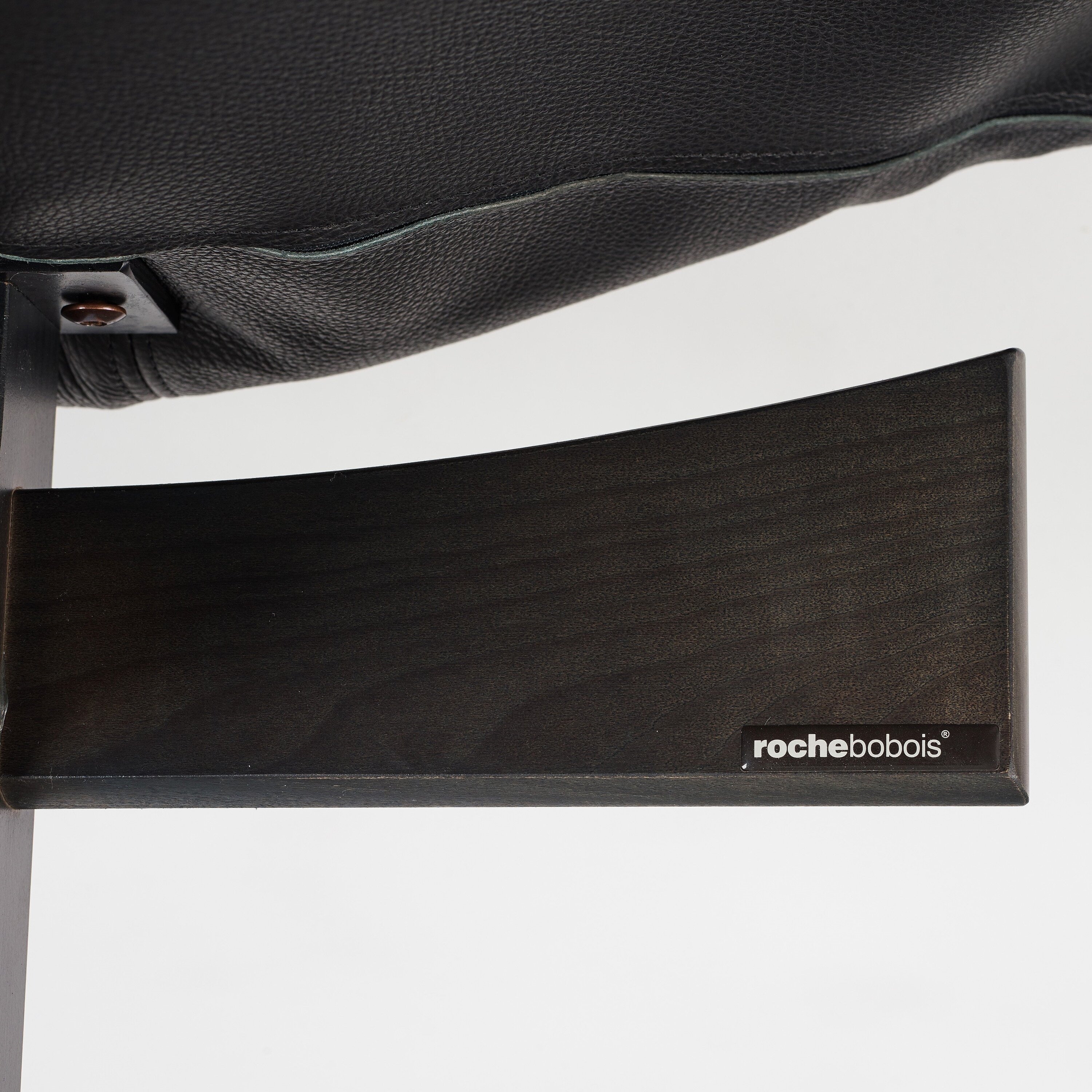 Artwork by Erik Marquardsen, a "model 84" sofa and easy chair, Made of Black lacquered wood and black leather