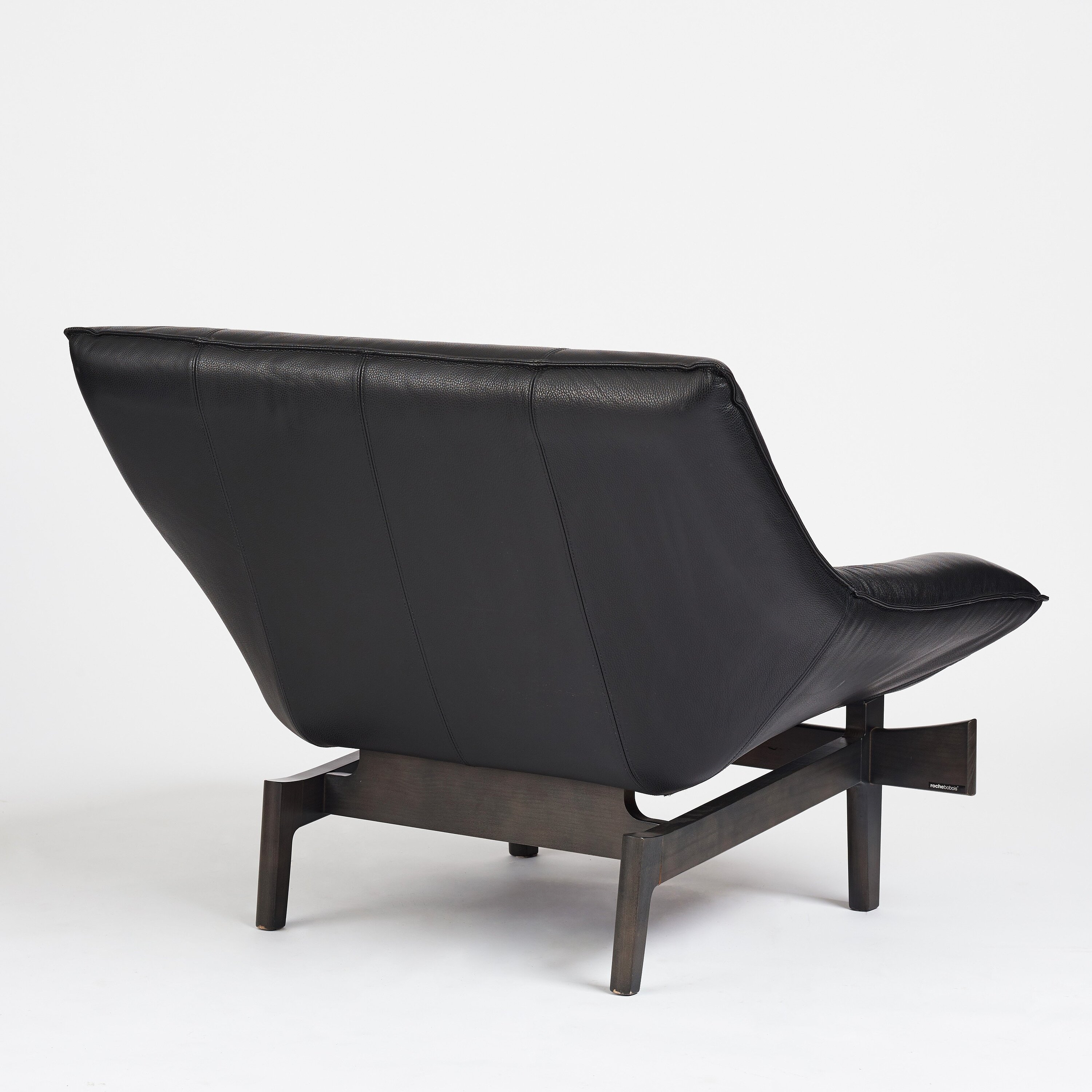 Artwork by Erik Marquardsen, a "model 84" sofa and easy chair, Made of Black lacquered wood and black leather