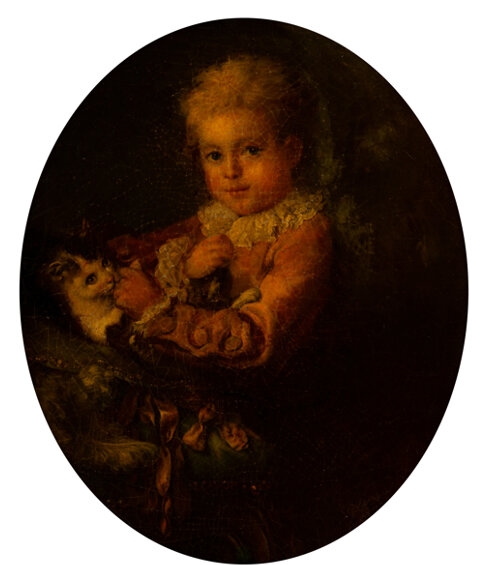 Portrait of a Young Boy Playing with a Cat by Francois-Hubert Drouais