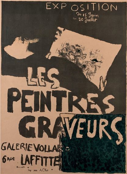 A bold, graphic poster featuring large blocky typography and a sketch of a face against a dark background.