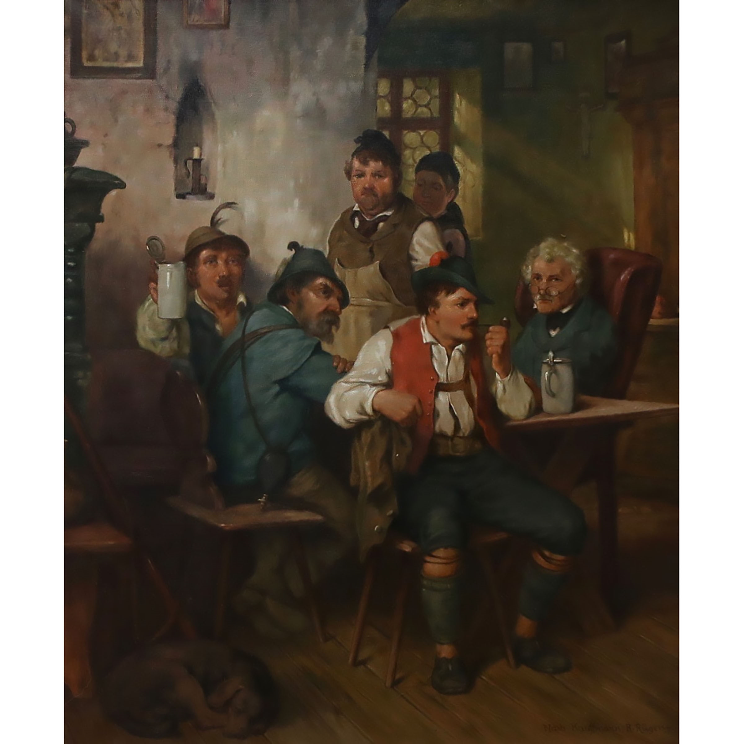 Artwork by N. Kaufmann, R. Rüger, TAVERN SCENE, Made of OIL ON CANVAS