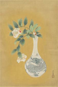 Camellias in dragon vase - Atsuo Mitsui