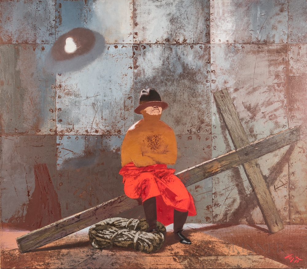 Artwork by Zoya Frolova, Man with Cross, Made of Oil on canvas