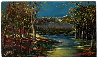 Rabbits in a river landscape - Dennis Barrass