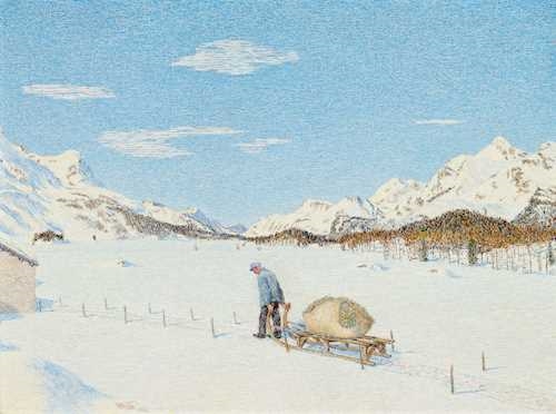Rückkehr im Winter (Return in winter) by Gottardo Segantini, 1955