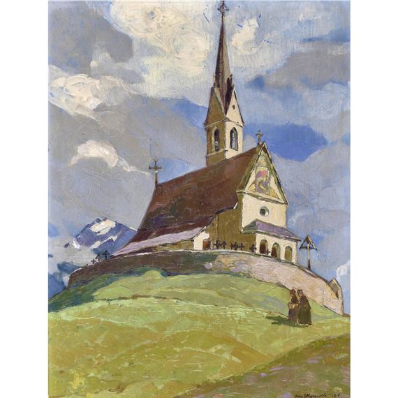 "Kirche in Stürvis (Stierva)" by Iwan Edwin Hugentobler, 1918