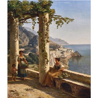 Frauen in einer Pergola über der Amalfiküste - August von Bonstetten