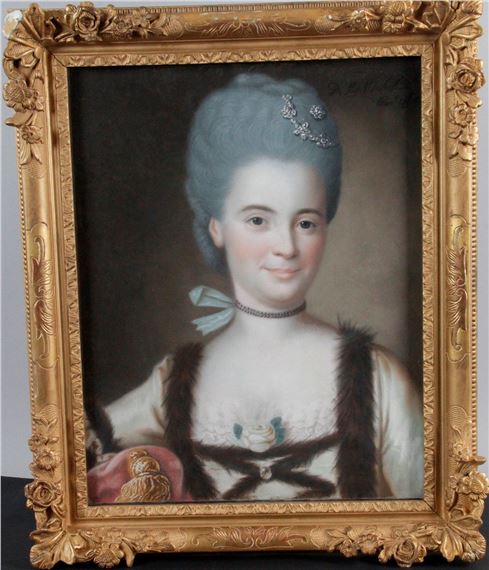 Portrait of a lady, her hair stitched with pastel glosses by Joseph de Saint-Michel, 1764