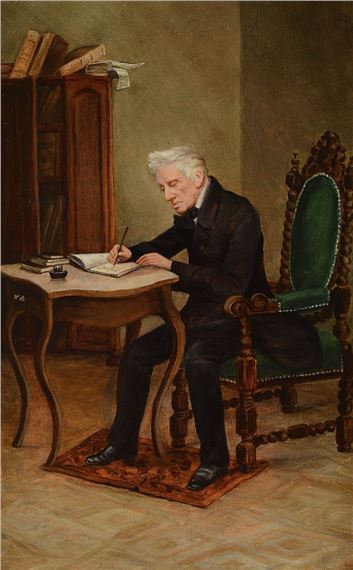 Grillparzer at his desk by Wilhelm Johann Bader