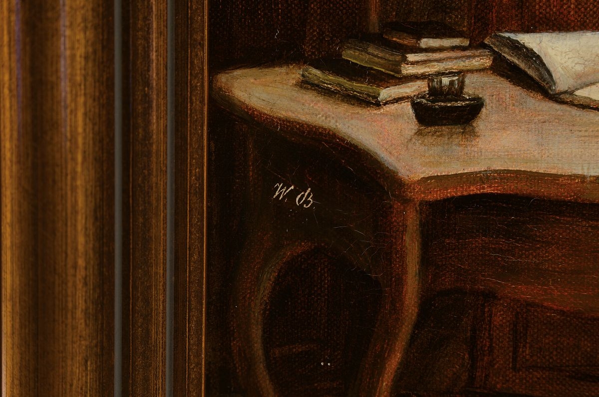 Artwork by Wilhelm Johann Bader, Grillparzer at his desk, Made of oil / canvas