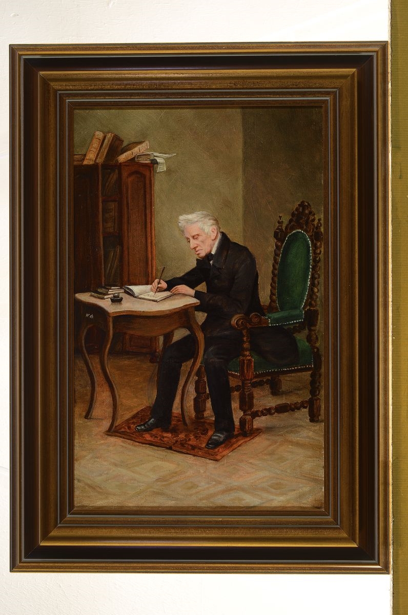 Artwork by Wilhelm Johann Bader, Grillparzer at his desk, Made of oil / canvas