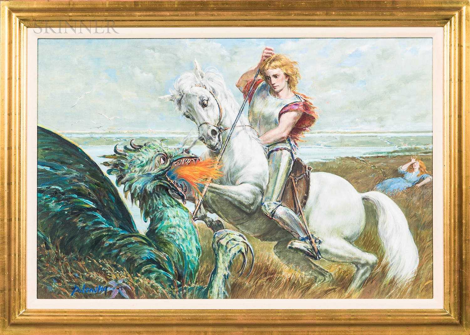 Artwork by Arthur Polonsky, Saint George Slaying the Dragon., Made of Oil on canvas