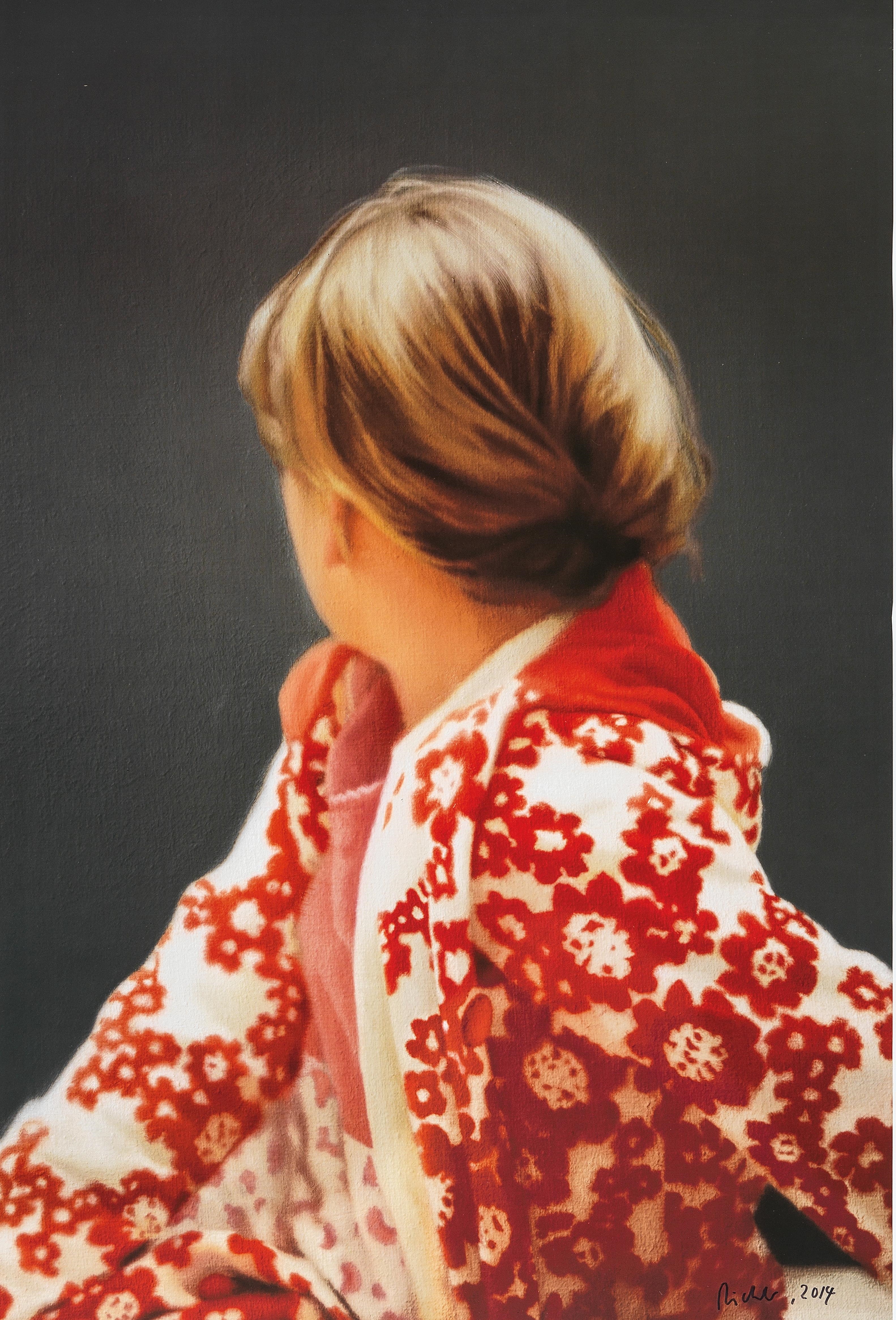 Artwork by Gerhard Richter, Betty, 2014, Made of coloured offset print on lightweight white cardboard, covered with transparent lacquer, laid down on white plastic board