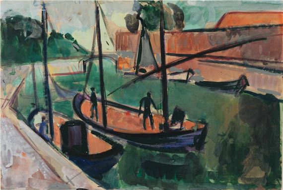 Schiffe in südlichem Hafen by Carl Walter Liner