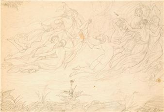 Female celestial allegorical figures ascending - Anton Muttenthaler