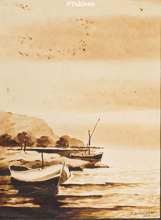 Artwork by Raul de Vicenzi, Barcos, Made of India ink